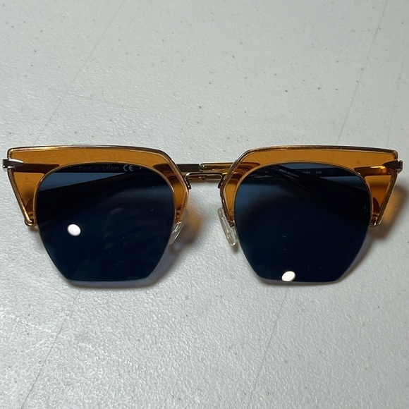 Rag & Bone Del Ray Geometric Orange Gold SOLD OUT Rimless Sunglasses - Picture 1 of 11